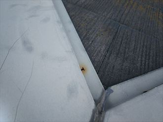船橋市金杉で棟板金を留めている釘の錆び