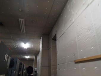 バックヤードの天井から雨漏り