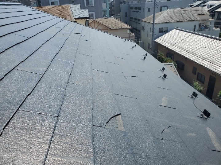 スレート全体の割れと浮きの確認