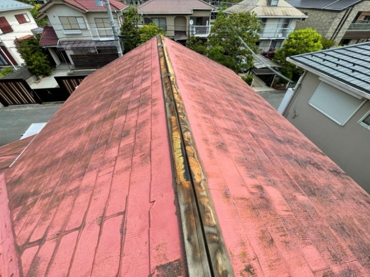 既存棟板金と貫板の撤去