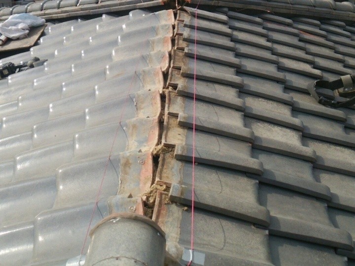 墨出しによる中心線の確認