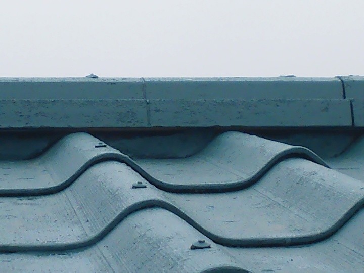 棟瓦の接合部の変色と隙間