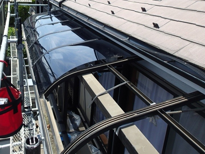 屋根材の仮置きと納まり確認