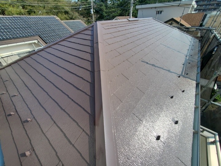 屋根の上塗りと仕上がり
