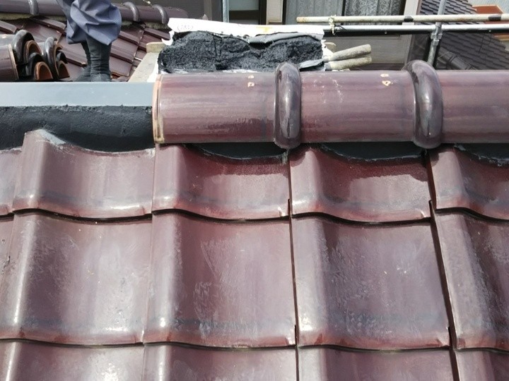 既存7寸丸瓦の再設置