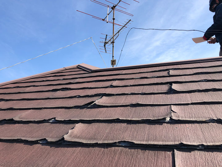 劣化したパミール屋根