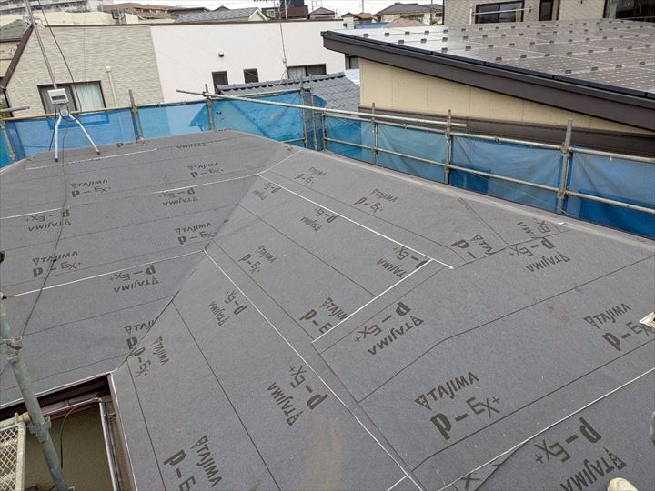防水シートの敷設完了