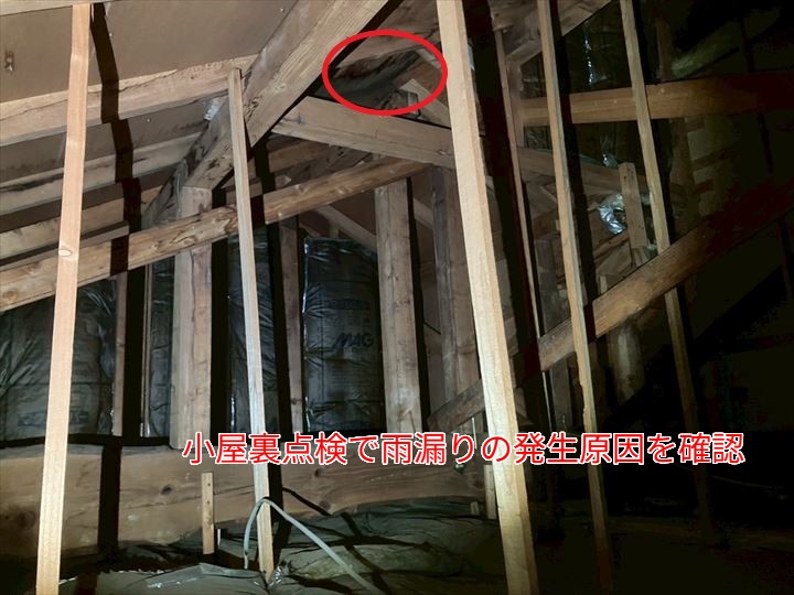 小屋裏の雨漏り原因調査