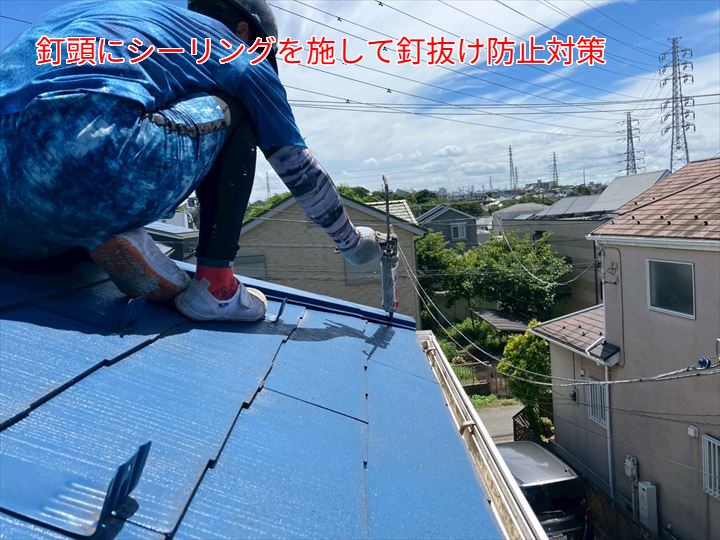 棟板金、釘頭シーリング
