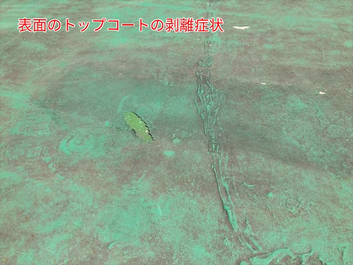 表面のトップコートの剥離症状