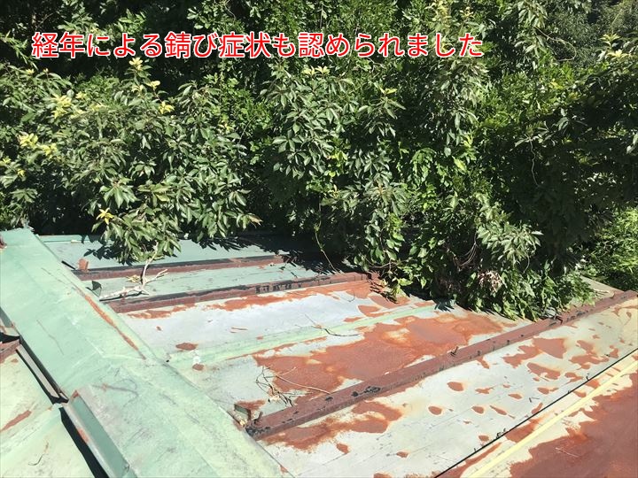 錆びの発生が見られる瓦棒屋根