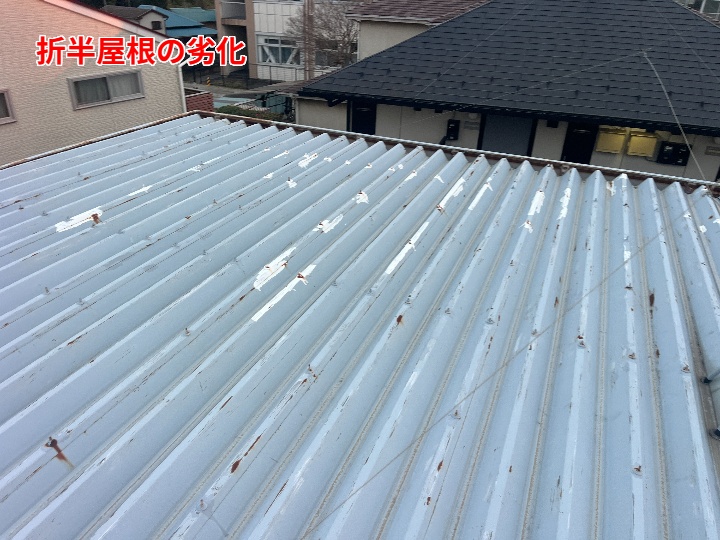 折半屋根の劣化（屋根面全体の状況）
