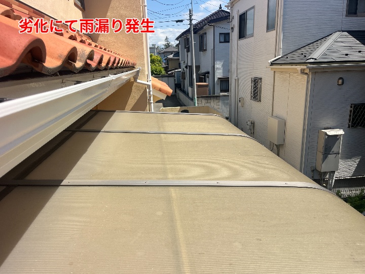 雨漏りした屋根全景