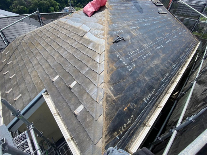 既存屋根材撤去