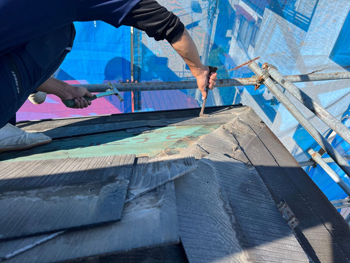 スレート屋根の解体