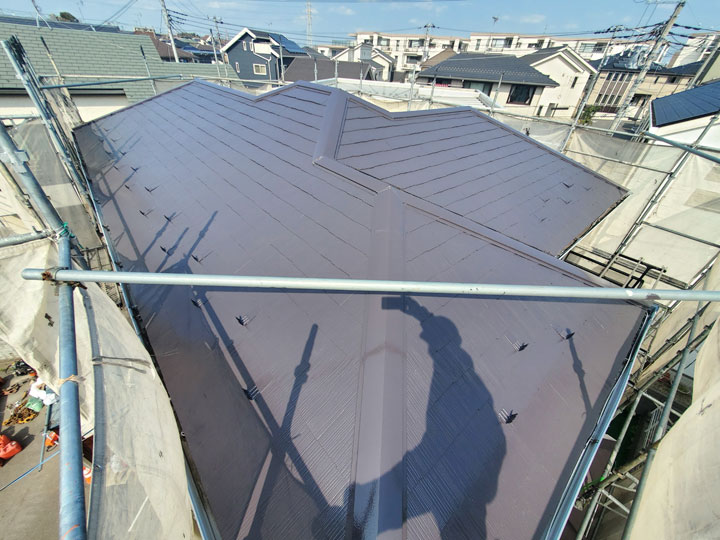 遮熱塗装を行った屋根表面