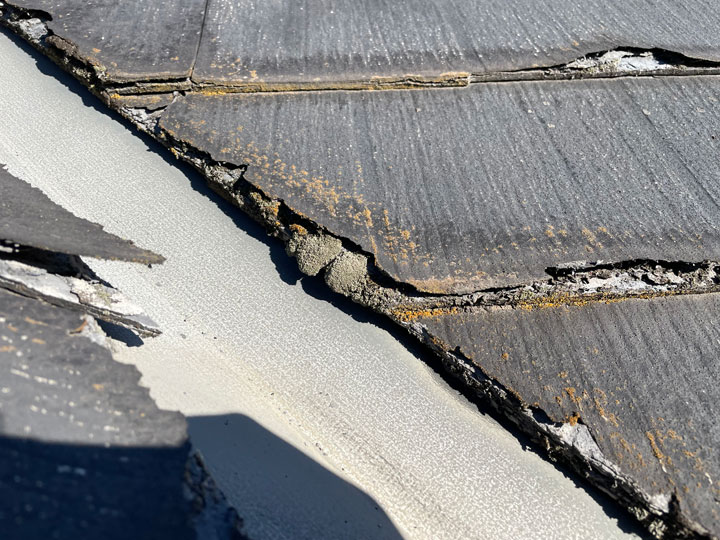 ボロボロになる初期のノンアスベストスレート