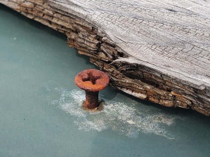 調査写真3：錆びた固定釘