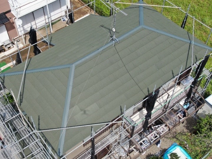 築30年瓦屋根から石葺き屋根材「スカイメタルルーフ」へ屋根葺き替え工事してリフォーム