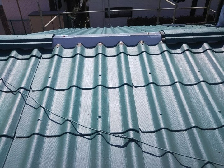 棟瓦の積み直し作業