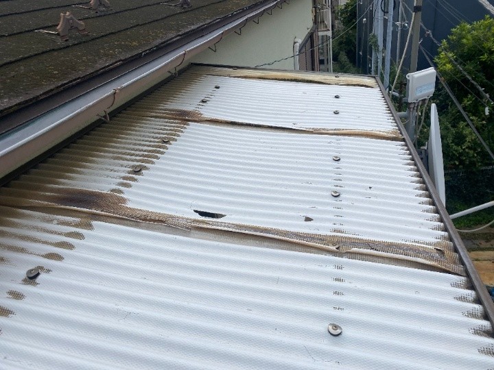 上面から確認した破損部分
