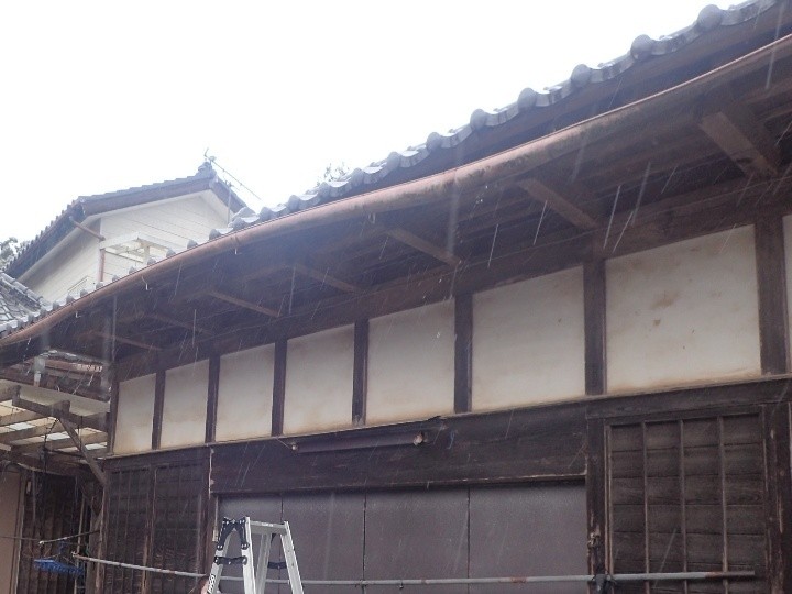 雨樋のたわみと排水不良の確認