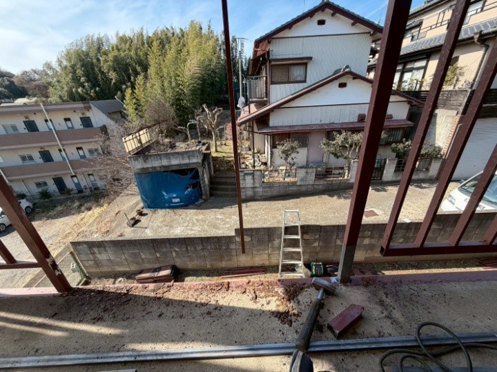 手摺部の撤去と下地の整え