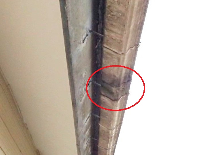 ジョイント部分のひび割れ