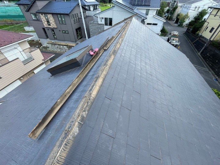 既存棟板金と貫板の撤去