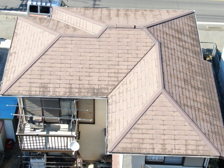 塗装工事前の築30年スレート屋根