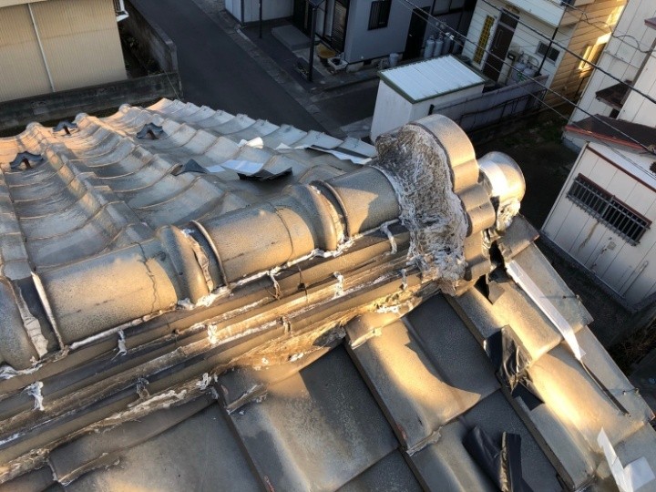 棟瓦周辺の劣化