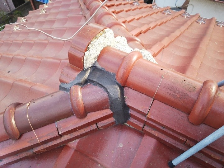 隅棟部分の仕上げ