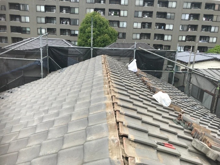 施工前の準備と棟の解体範囲の確認