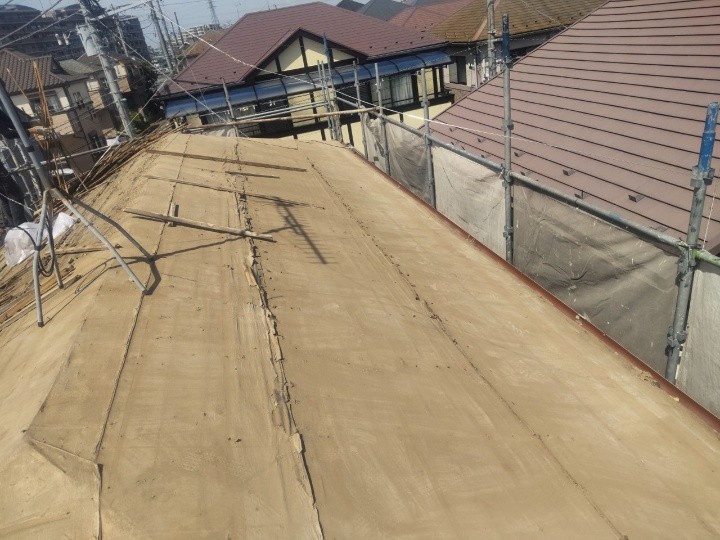 既存屋根撤去後の下地面の状態確認