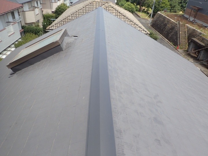 樹脂製貫板（タフモック）を使用した棟板金交換工事した後