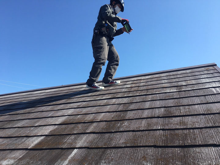 屋根点検の様子