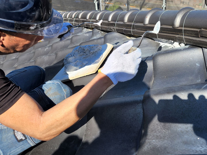 詰め直し工事の様子