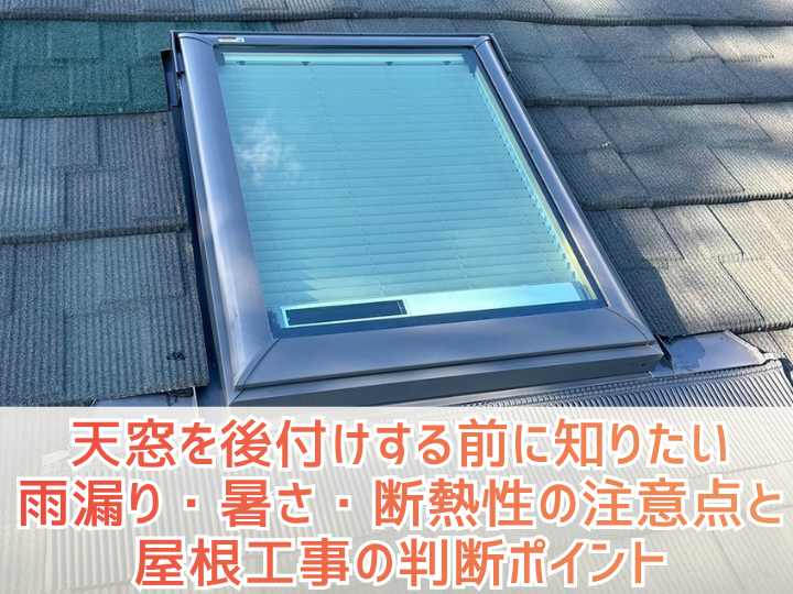 天窓を後付けする前に知りたい雨漏り・暑さ・断熱性の注意点と屋根工事の判断ポイント